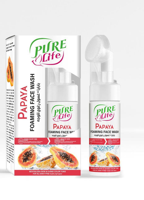 PureLife Foaming Face Wash Papaya 150ml - Deep Cleansing, Refreshing, and Hydrating Formula for All Skin Types