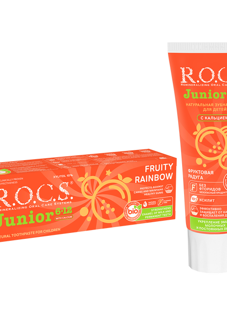 ROCS Toothpaste Junior 6-12 Years Fruity Rainbow 74 g
