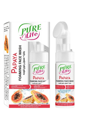 PureLife Foaming Face Wash Papaya 150ml - Deep Cleansing, Refreshing, and Hydrating Formula for All Skin Types