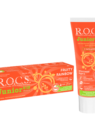 ROCS Toothpaste Junior 6-12 Years Fruity Rainbow 74 g