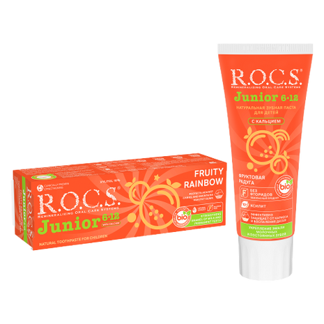 ROCS Toothpaste Junior 6-12 Years Fruity Rainbow 74 g